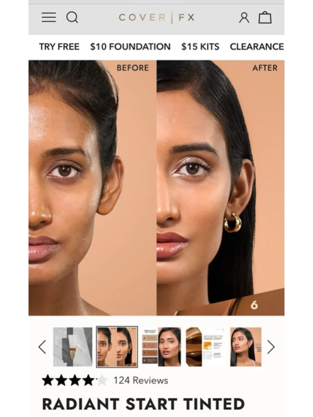 Cover FX Shade 5 Radiant Start Tinted Moisturizer Luminous Finish